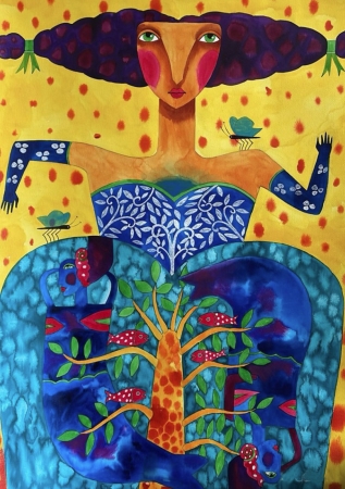 Mujer con sirenas by artist Hortensia Bueno
